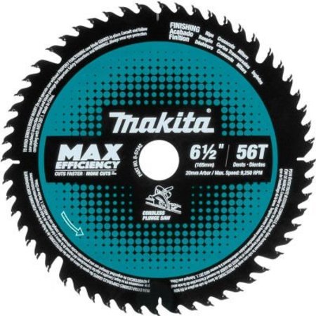 MAKITA Makita Carbide-Tipped Max Effcy Cordless Plunge Saw Blade, Wood, MDF, Laminate, 6-1/2in, 56 TPI B-57342